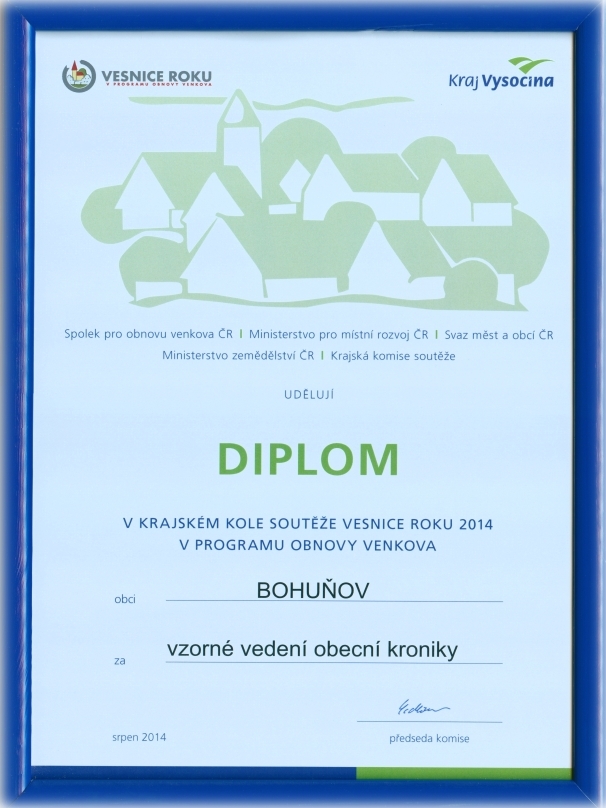 Diplom za vzorn veden kroniky z roku 2014